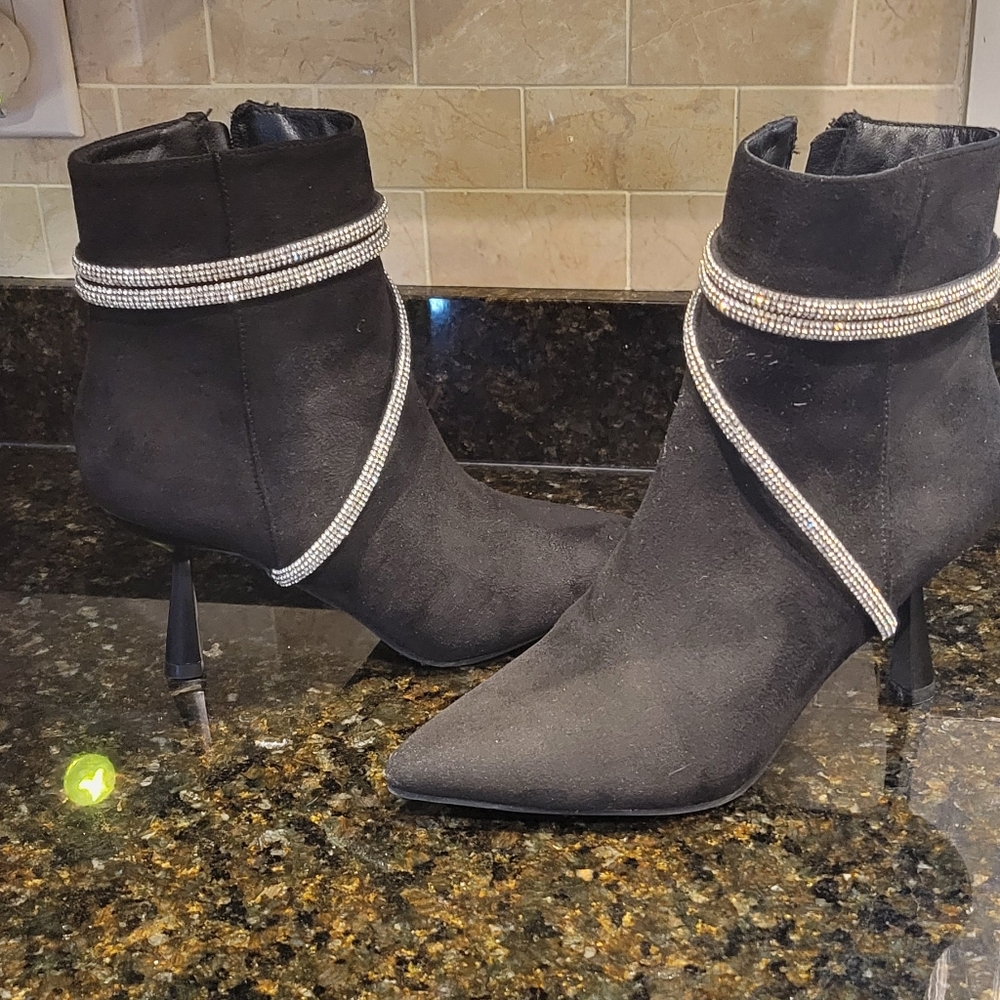 sexy women black suede bootie